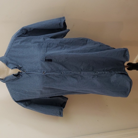 Columbia Blue and White Check Short Sleeve Button-Down Men's Shirt, Size Extra L - Picture 2 of 12